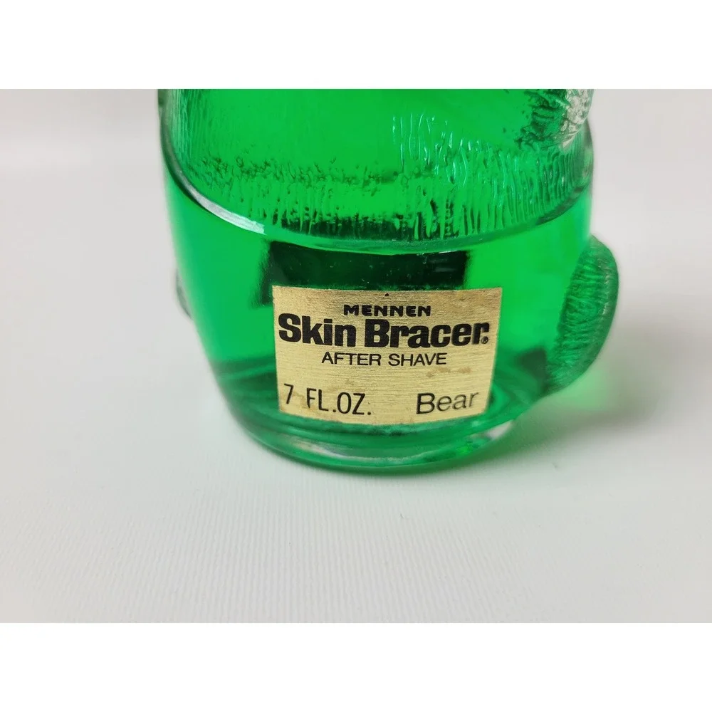 Vintage Mennen‎ Skin Bracer After Shave Bear Glass Bottle Decanter 7oz Green